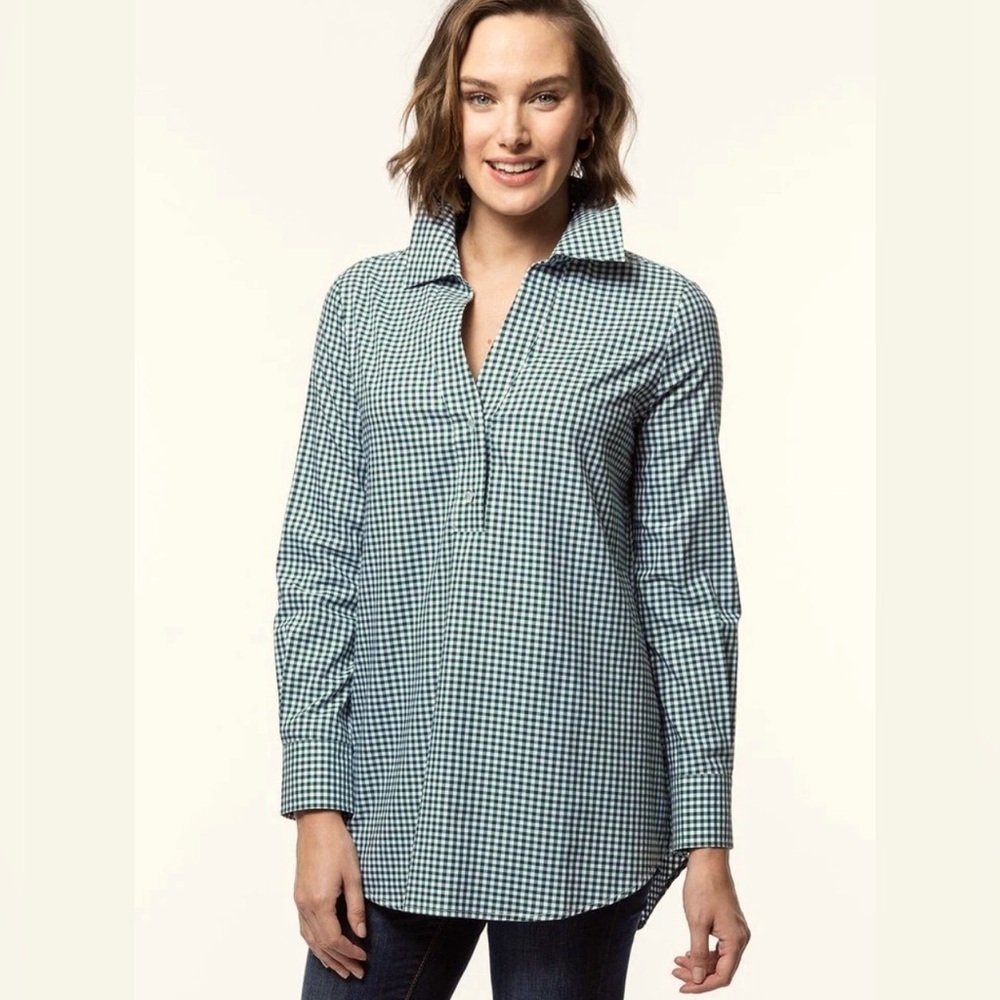 Tyler boe oversized plaid xs / small long top fancy casual